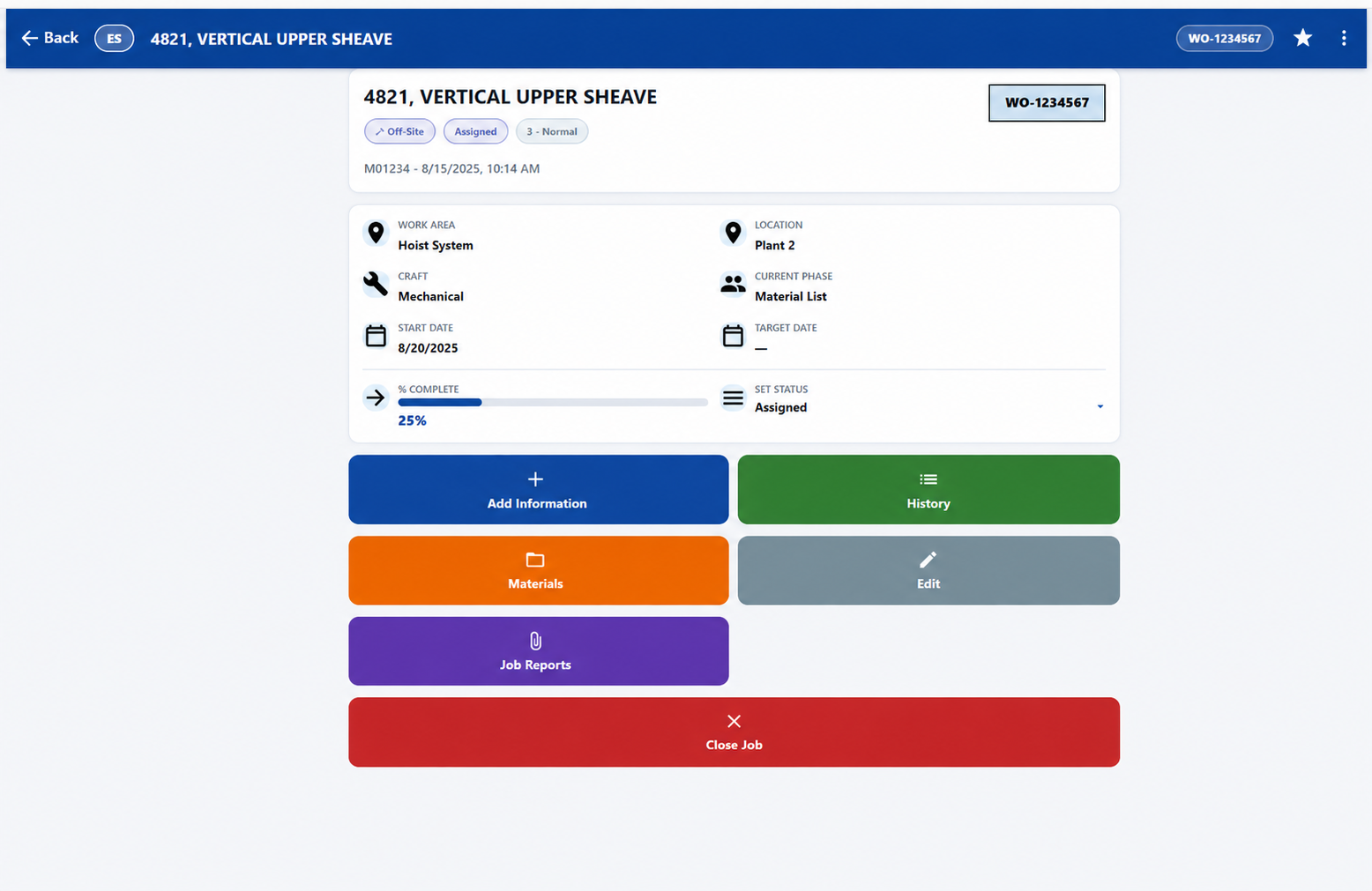 MCAM Workflow Active Jobs screen
