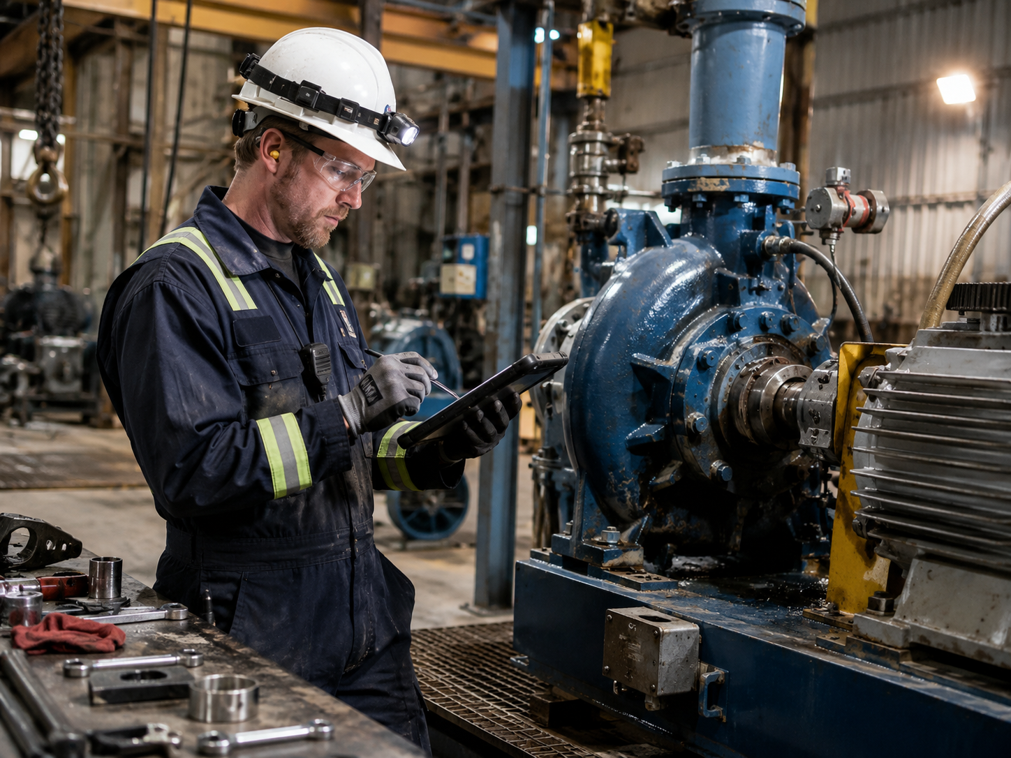 Technician updating job status from the floor