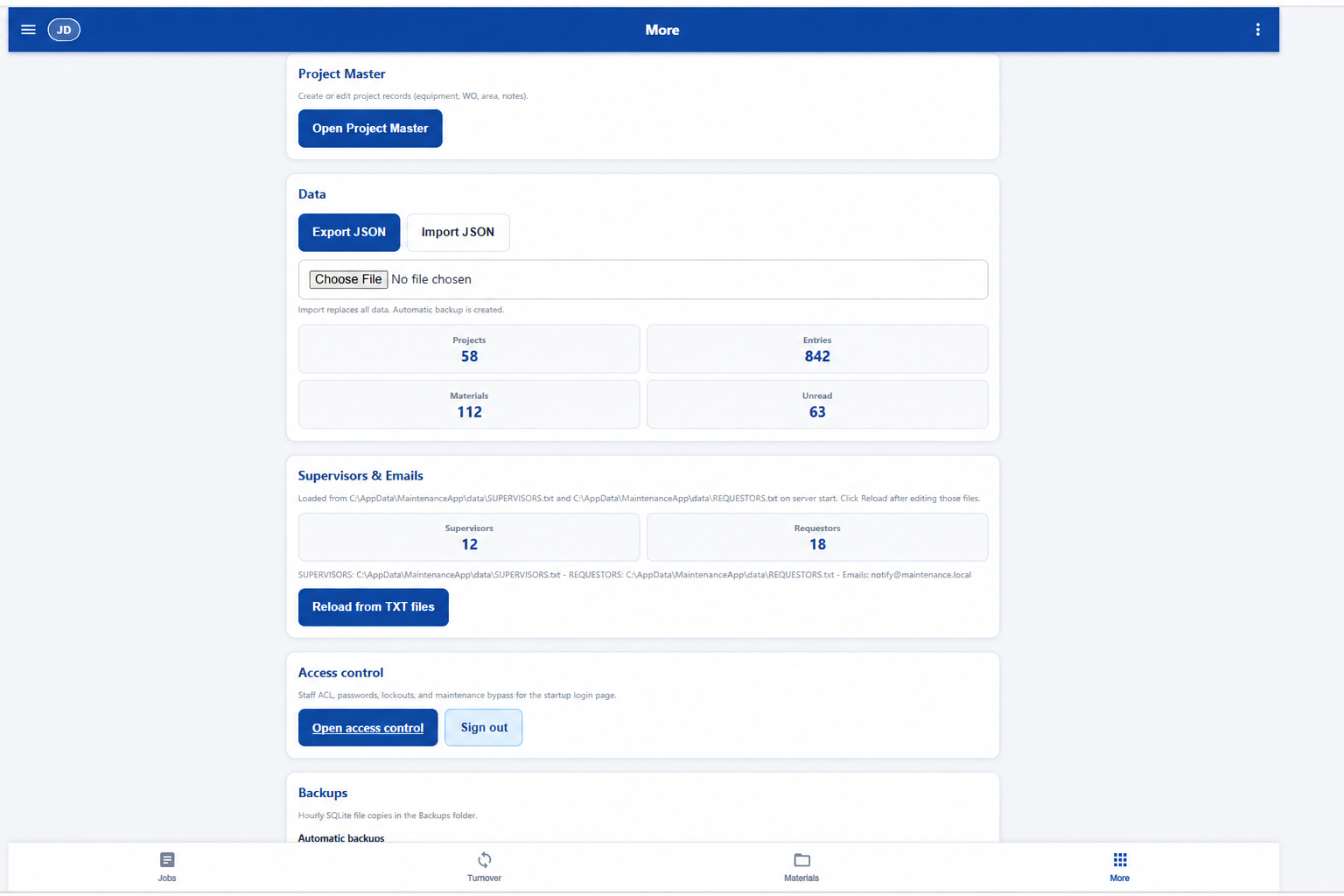 MCAM Workflow Administration software screen